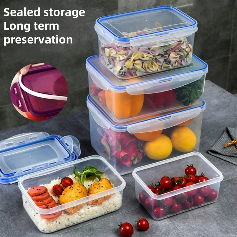 Sealed Storage Box with Lid | Rectangular Plastic Crisper for Kitchen and Refrigerator