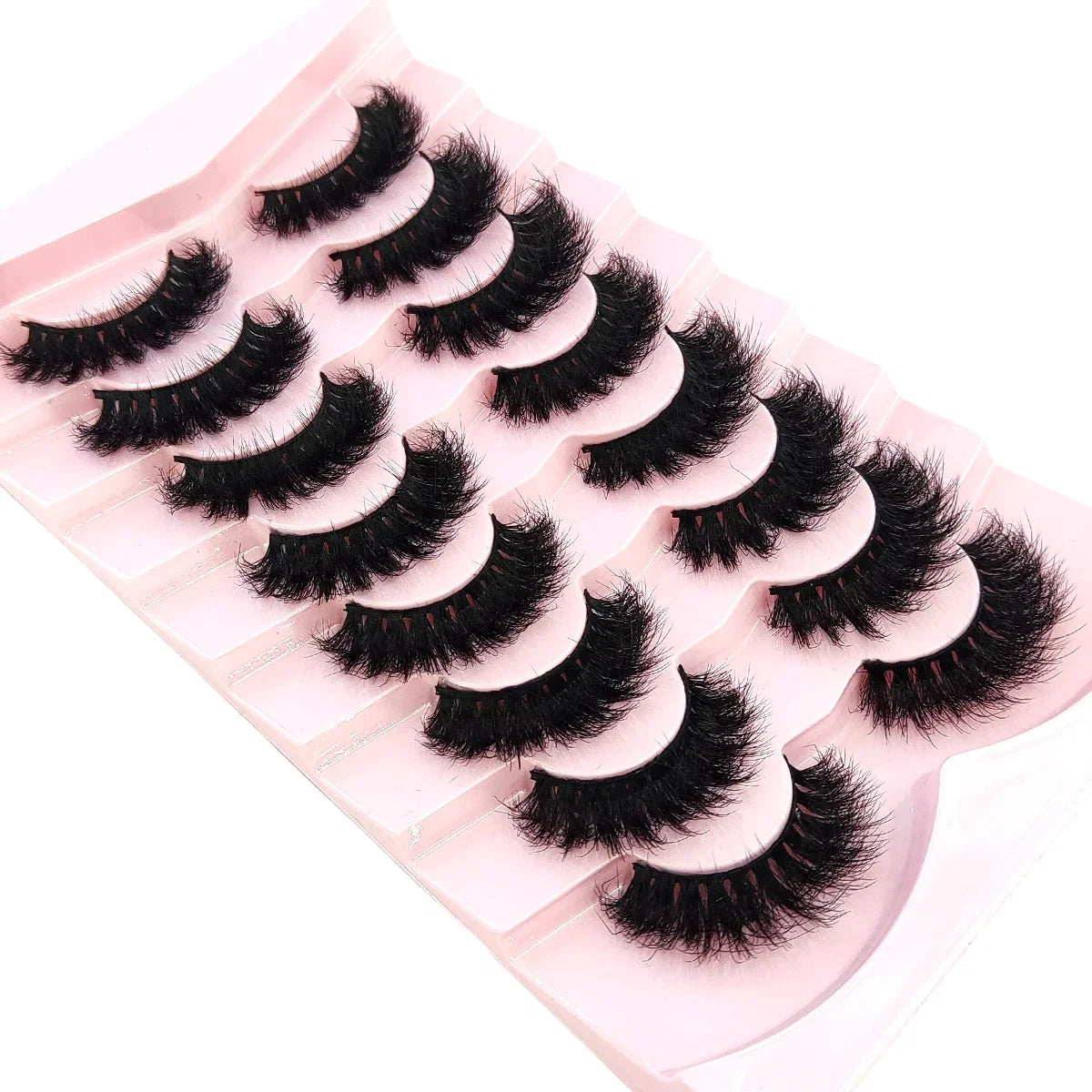5-8 Pairs Natural Russian Striped Mink Lashes | 3D Volume Wavy False Eyelash Extensions