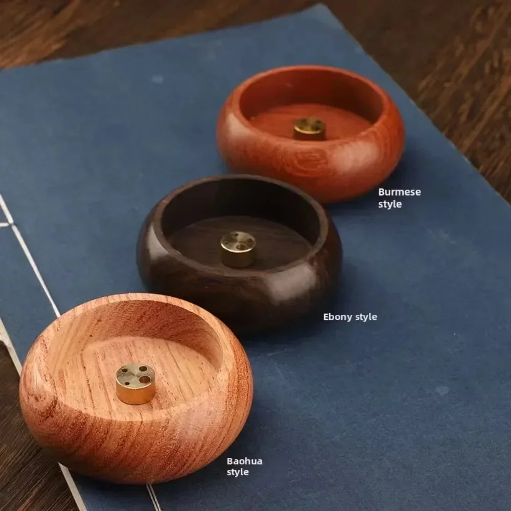 Solid Wood Incense Burner | Mini Circular Incense Stove for Indoor Use