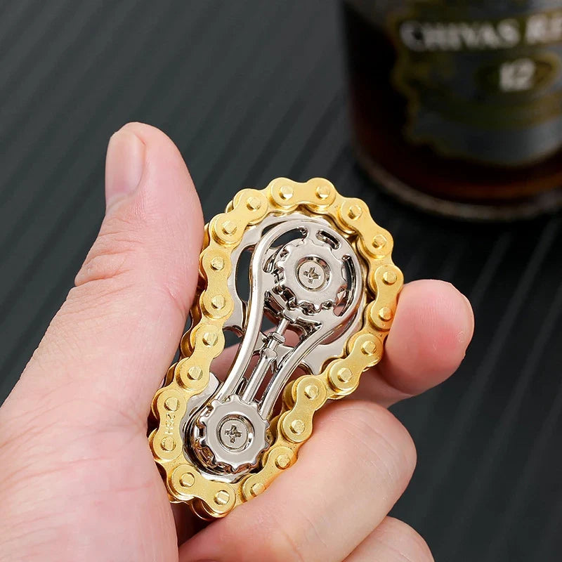 Sprockets Flywheel Fingertip Gyro Fidget Spinner | Metal Bike Chain EDC Stress Relief Toy