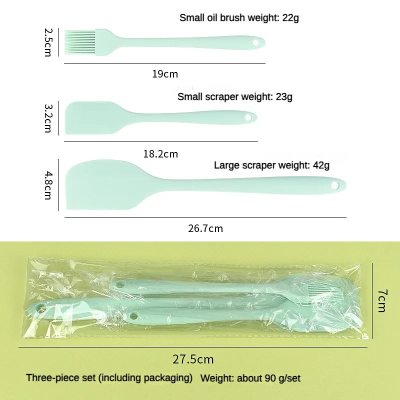 3-Piece Silicone Baking Spatula Set | All-in-One Kitchen Baking Tools