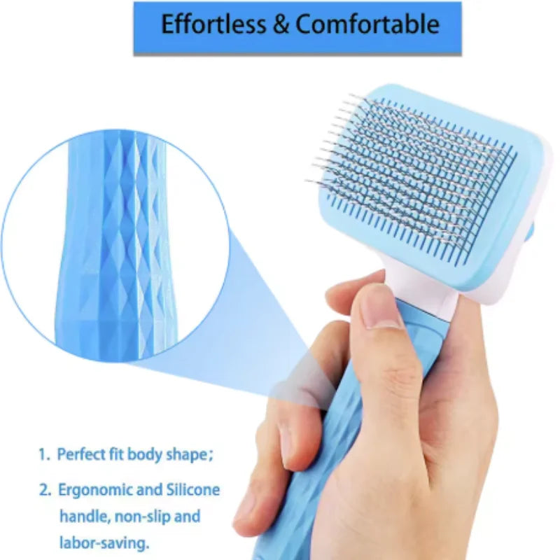 Pet Deshedding Comb | Self Cleaning Needle Brush for Dogs and Cats