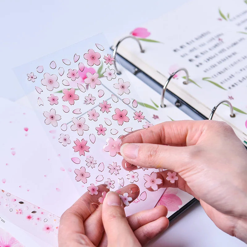 Korean Cherry Blossom Petal Stickers | Sakura Scrapbook and Stationery Set