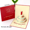 3D Music Light Birthday Card | Pop Up Cake Musical Greeting with Envelope