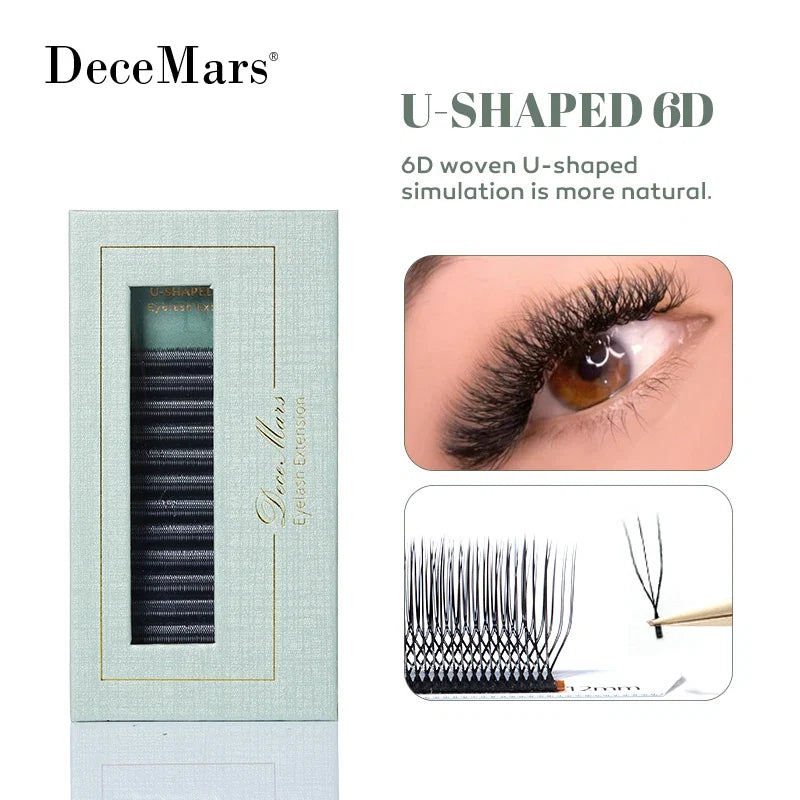 DeceMars U-Shaped 6D Eyelash Extensions | Salon Quality Synthetic Lashes