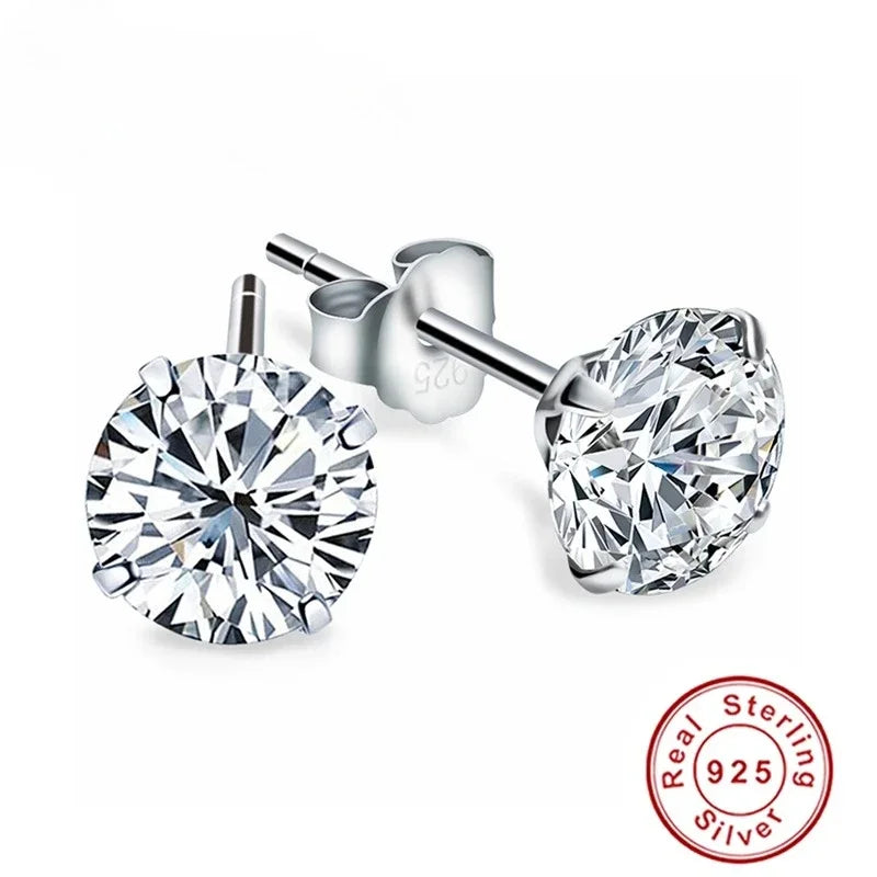 Crystal Zircon 925 Sterling Silver Stud Earrings | Fine Jewelry for Women