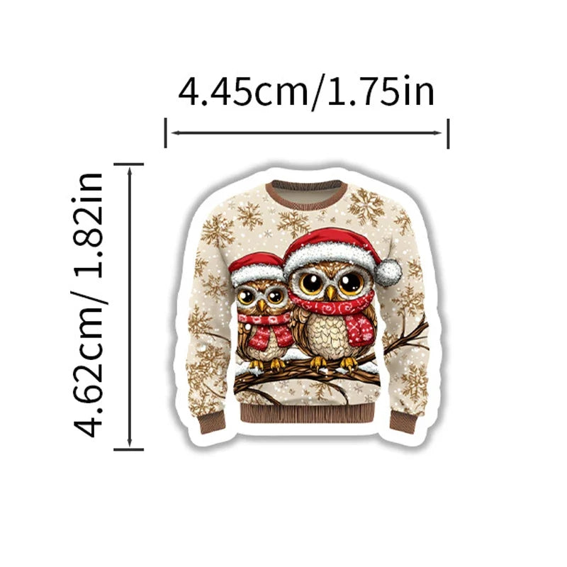 50 Christmas Sweater Shaped Stickers | Cute Funny Wintertime Vinyl Decals