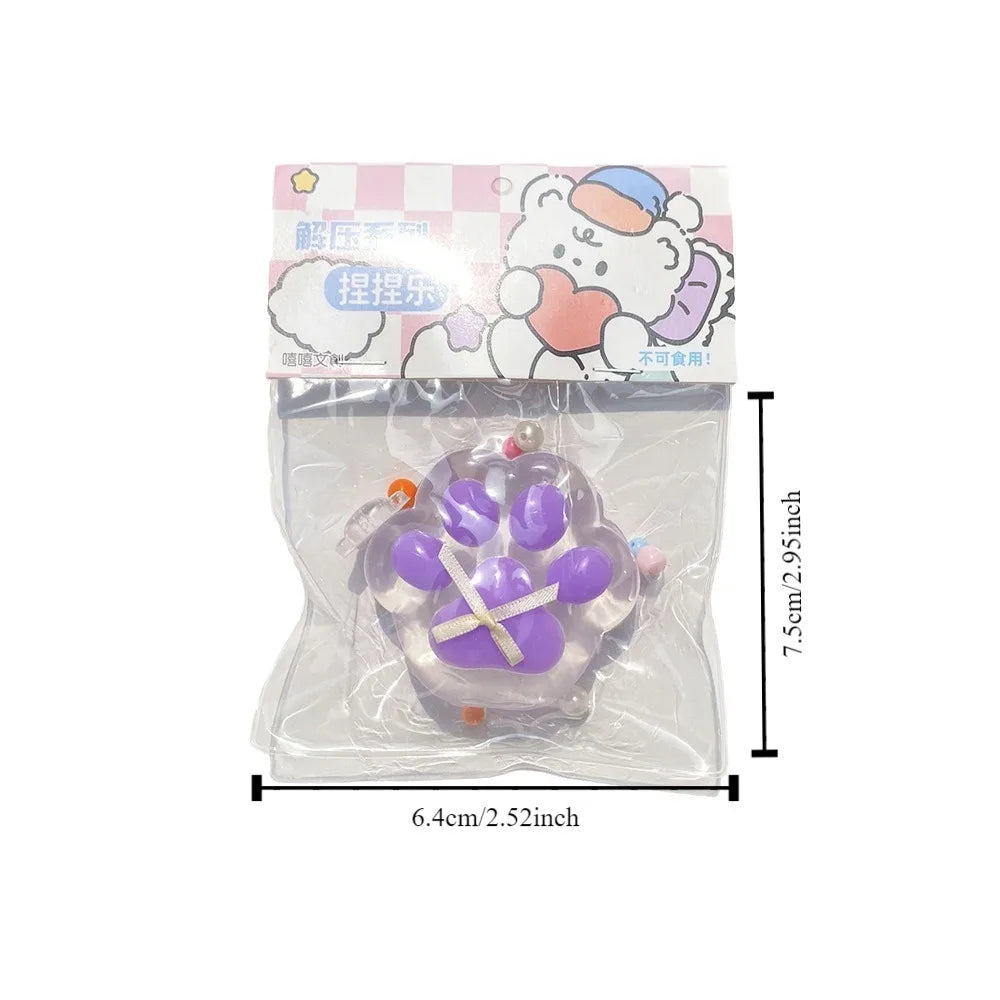 Taba Squishy Bow Cat Paw Fidget Toys | Cute Pink Cat Foot Slow Rebound Toy