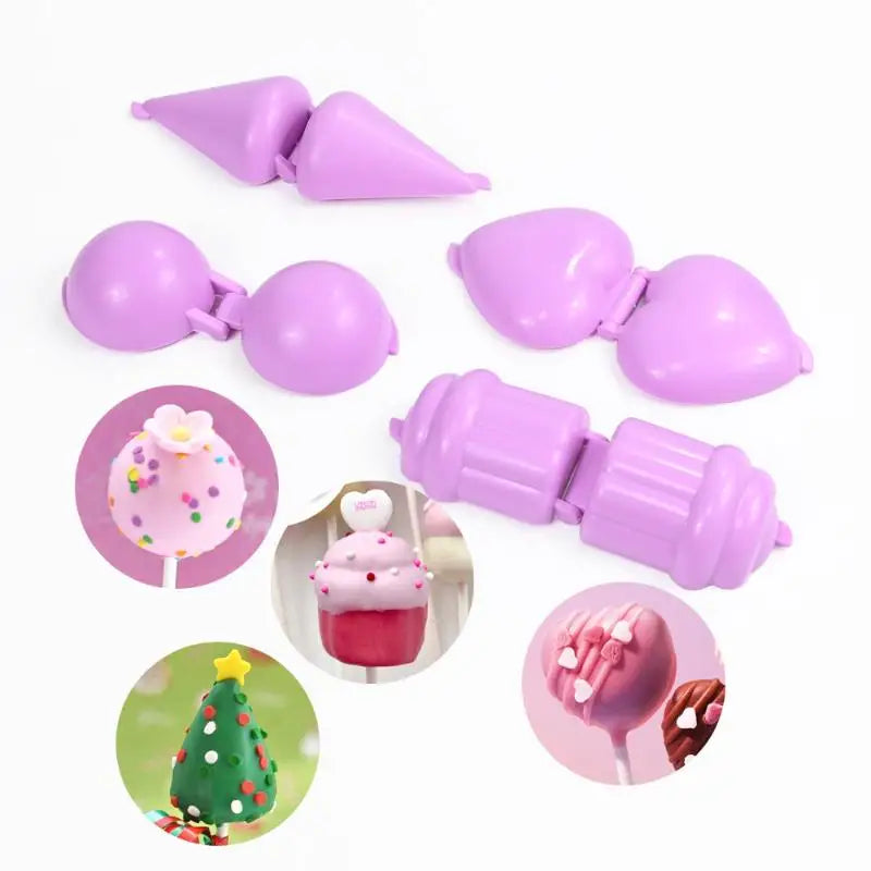 4pcs/set Lollipop Mold Set for Cake Pops and Candy Making | Round Heart Cone Cupcake Shapes