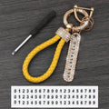 Leather Braided Keychain with Phone Number Card | Anti-Lost Car Key Holder