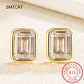 925 Sterling Silver Emerald Cut High Carbon Diamond Stud Earrings | Elegant Wedding Party Jewelry for Women