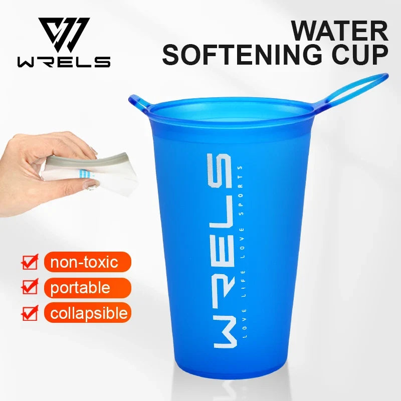 WRELS 200ml Folding Sports Water Bottle | BPA Free Soft TPU Portable Mug for Marathon, Cycling, and Running
