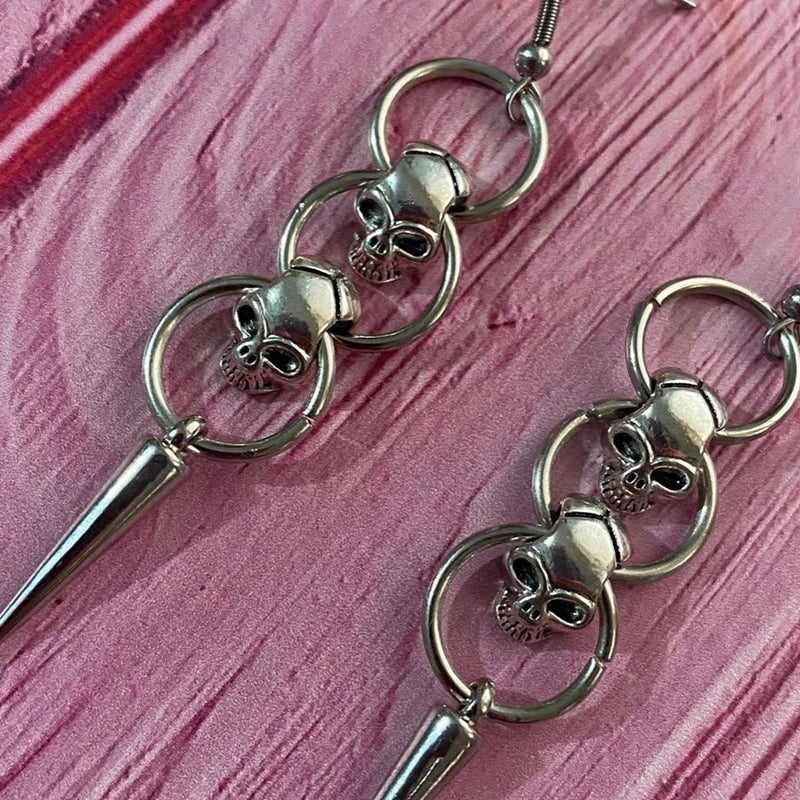 Gothic Skull Dangle Earrings | Punk Egirl Aesthetic Drop Earrings