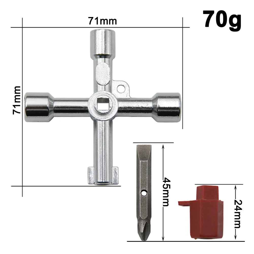 4in1 Silver Key Wrench Set | Electrical Elevator Control Cabinet Valve Inner Triangle Quadrangle Screwdriver Tool