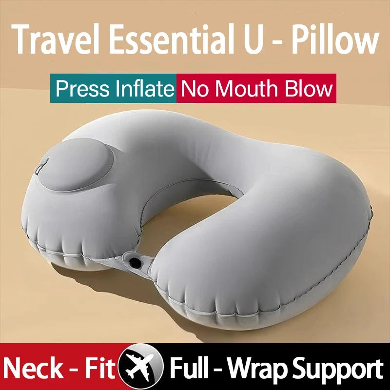 U-Shape Inflatable Travel Pillow | Portable Neck Support for Flight and Commute