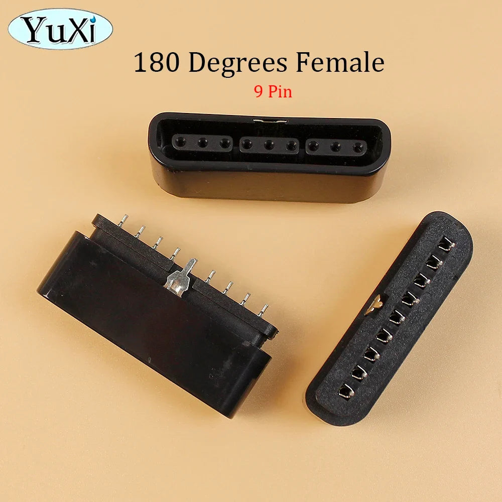 90 180 Degree Interface Female Socket 9 Pin Slot Connector | Replacement Part for PlayStation 2 Console