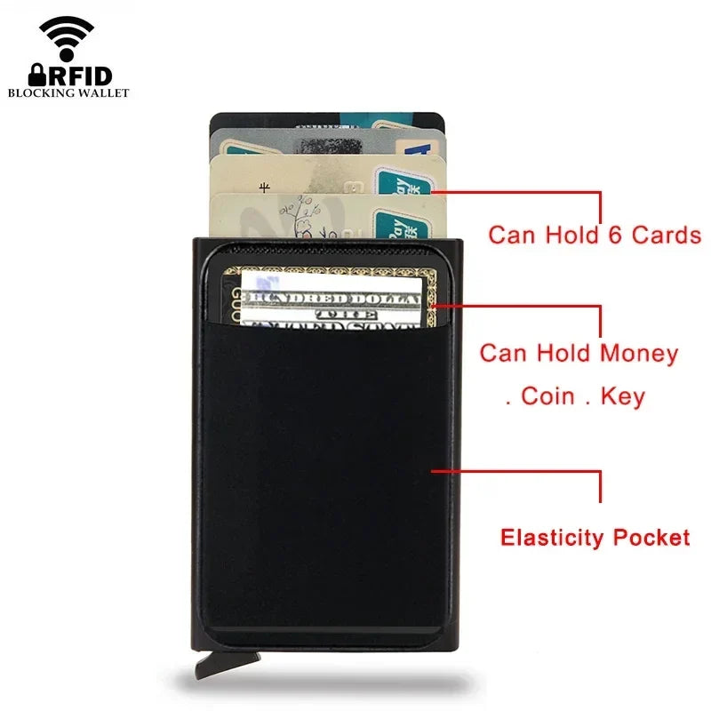 DIENQI RFID Credit Card Holder | Slim Pop-Up Metal Wallet