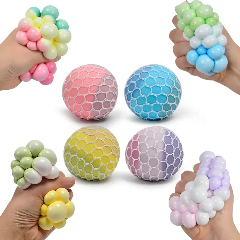 6CM Hand Squeezed Tri Color Stress Ball | Slow Rebound TPR Sensory Toy