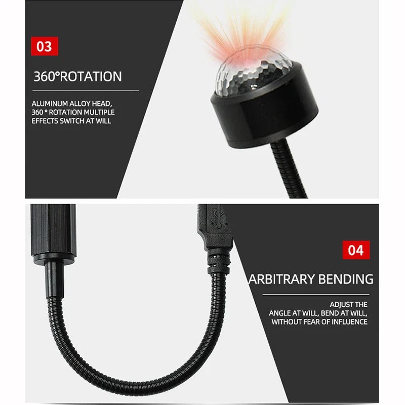 Car Roof Star Night Light | LED Interior Atmosphere Ambient Projector with Music Control