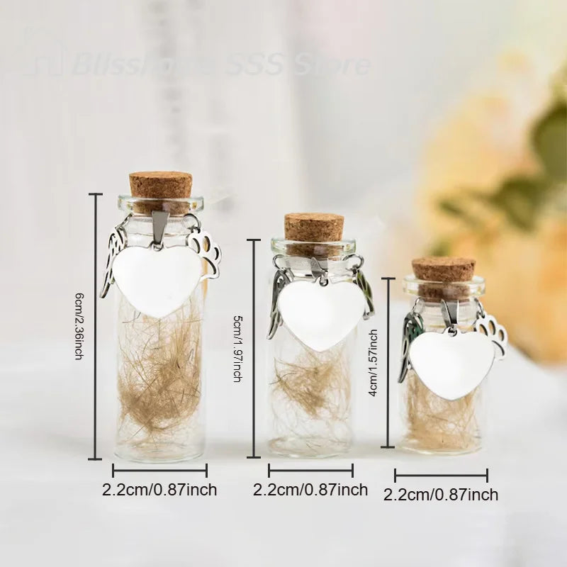 Pet Memorial Bottle for Dog or Cat Fur | Glass Keepsake Urn with Silver Charms