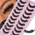 10 Pairs DD Curl Russian Strip Lashes | Fluffy Volume False Eyelashes for Dramatic Look