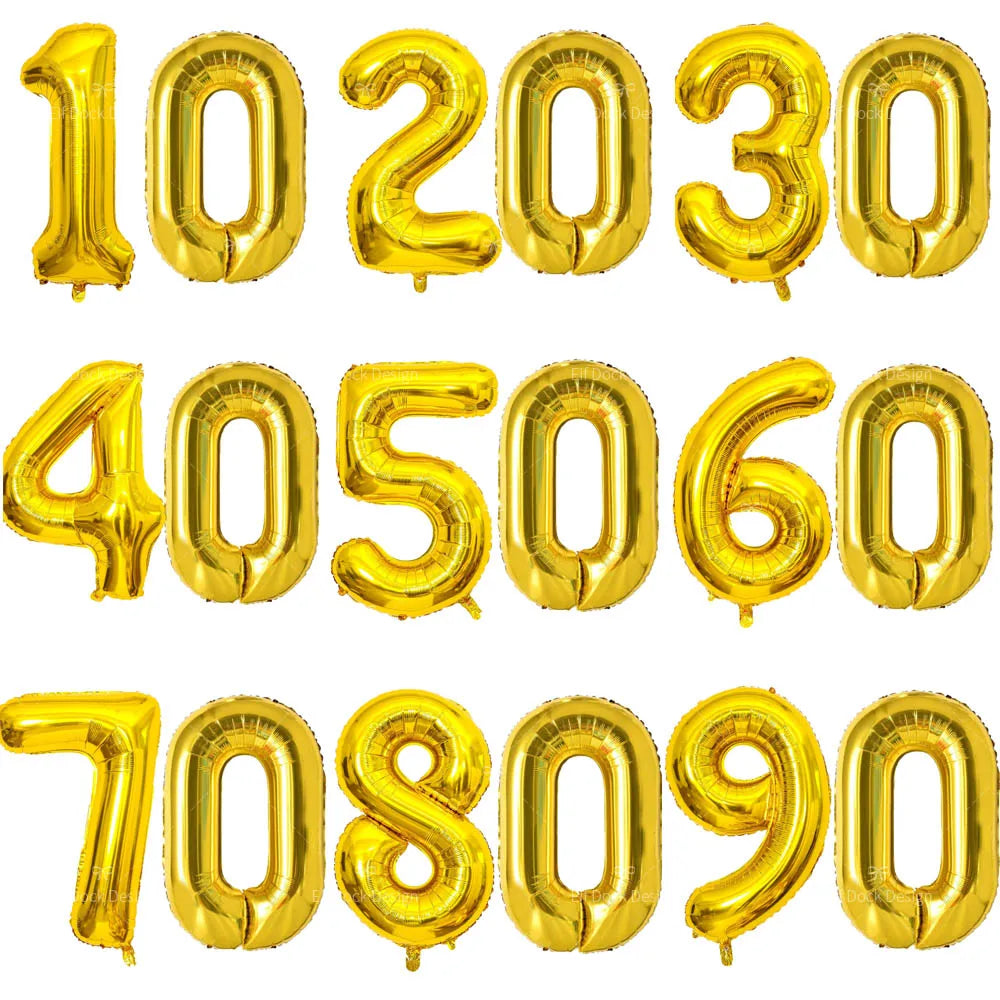 Gold Number Balloons for Milestone Birthdays | Large 40 Inch Foil Set