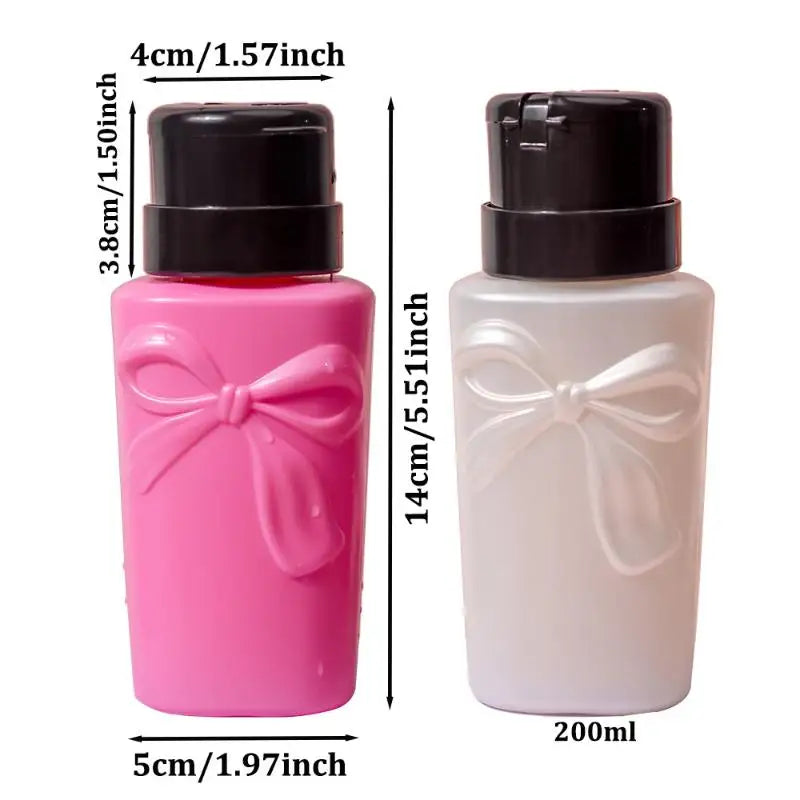Push Down Plastic Bow Pump Dispenser Bottle | Refillable Nail Polish & Makeup Remover Container
