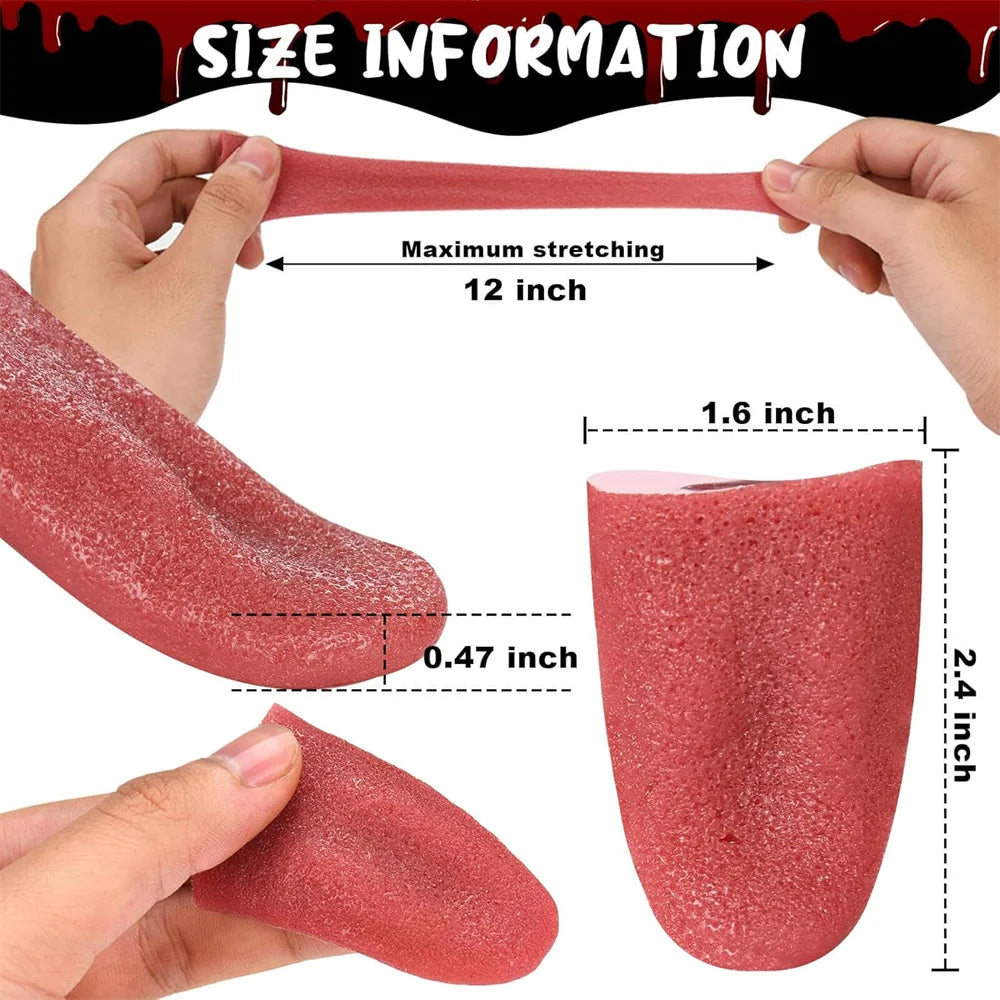 Halloween Fake Tongue Realistic Prop | Stretchable Horror Party Accessory