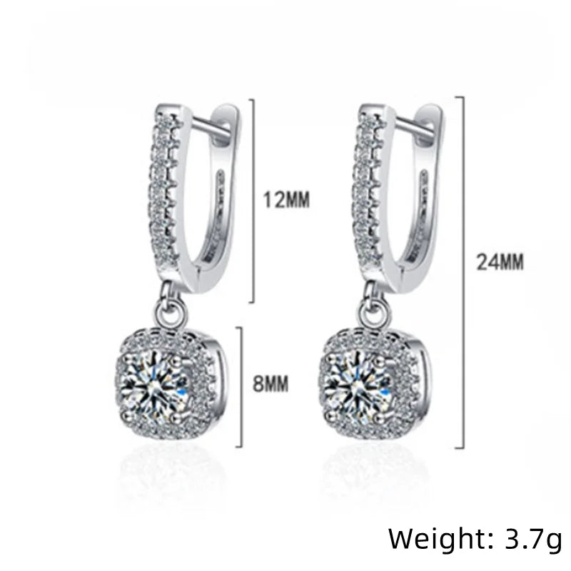 2CT Moissanite Huggie Hoop Earrings | Lab Created Diamond 925 Sterling Silver Dainty Hoop Dangle Earrings