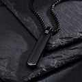 Vnox Stainless Steel Vertical Bar Pendant Necklace for Men | Black Silver Metal Collar Jewelry