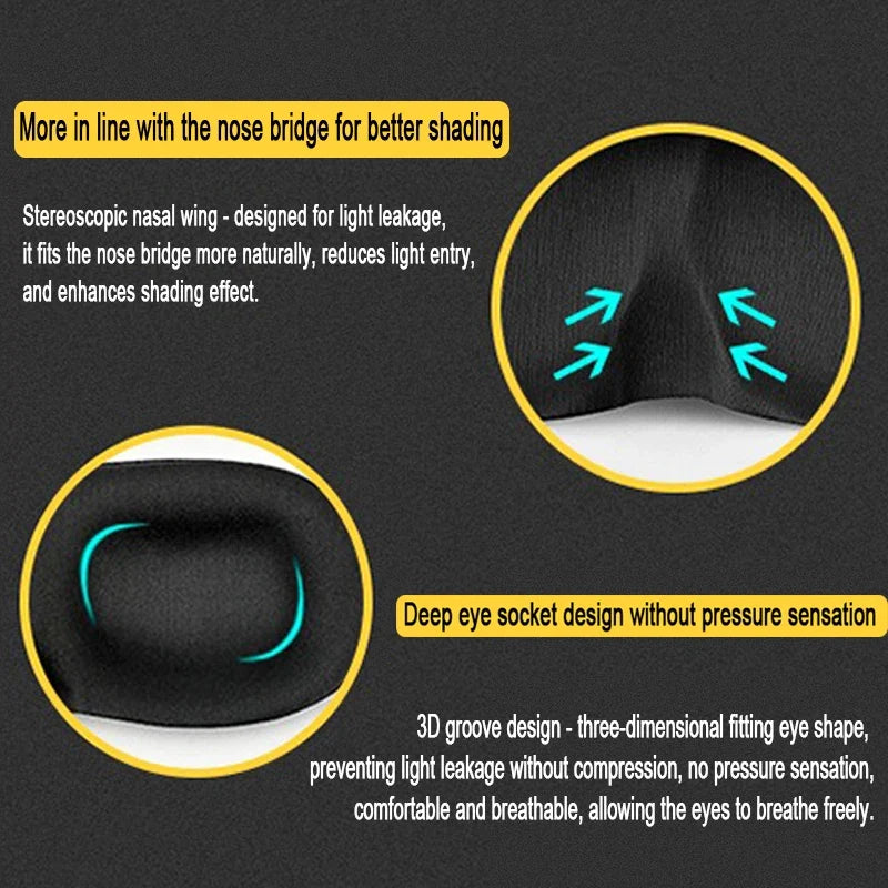 3D Sleeping Mask Eyepatch | Light Blocking Blindfold for Travel and Sleep