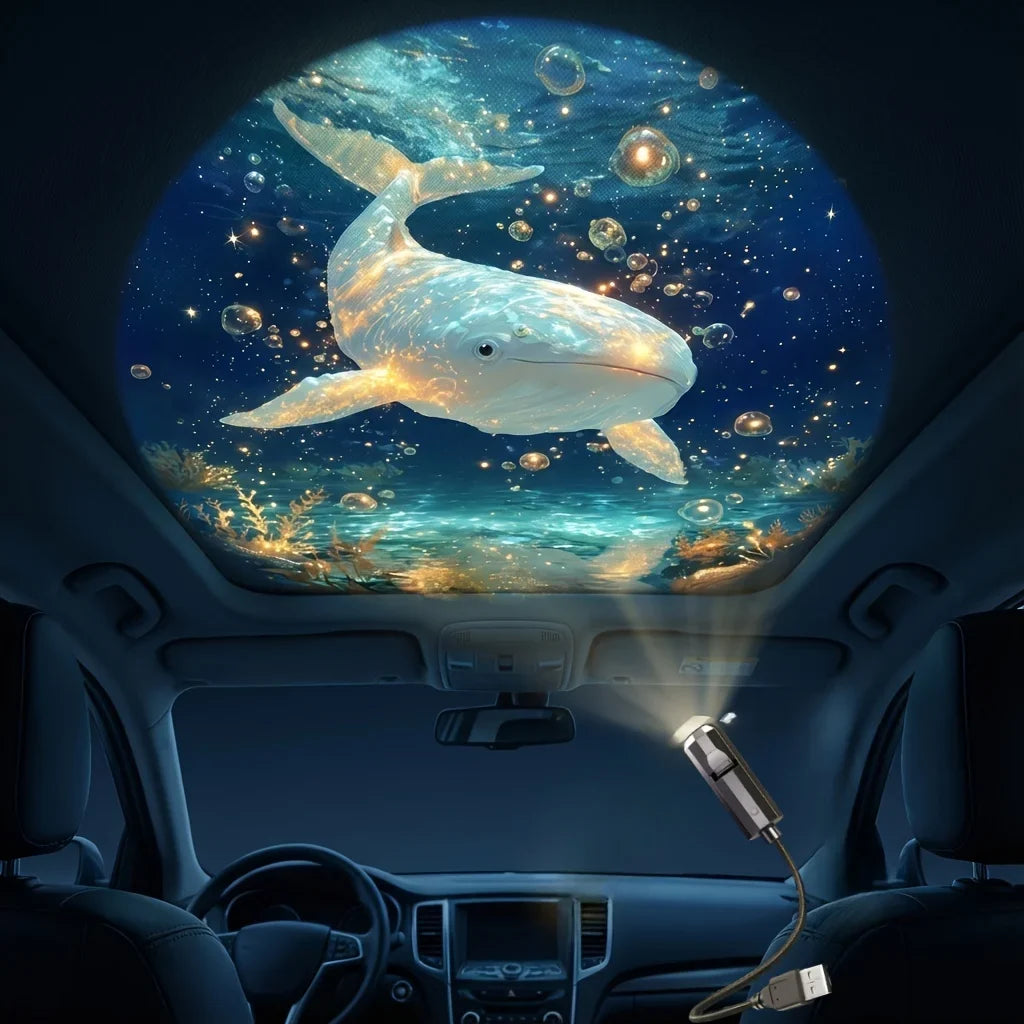 Ocean USB Projector Night Light | 8 Replaceable Lamp Sheets for Ambient Home Ceiling Lighting