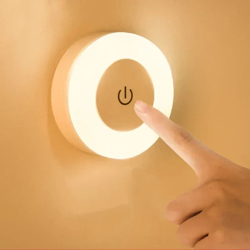 Round Touch Sensor LED Night Light | USB Rechargeable Magnetic Wall Lamp