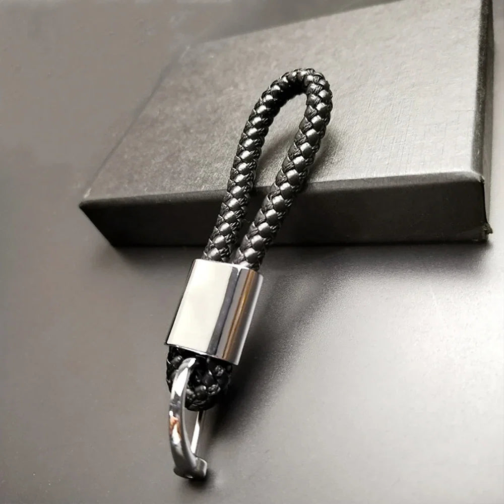 Hand-woven Leather Car Key Ring | Premium Rope Keychain for Men and Women