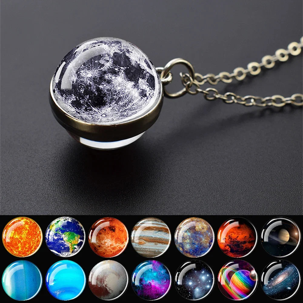 Solar System Galaxy Pendant Necklace | Unisex Astronomy Jewelry Gift