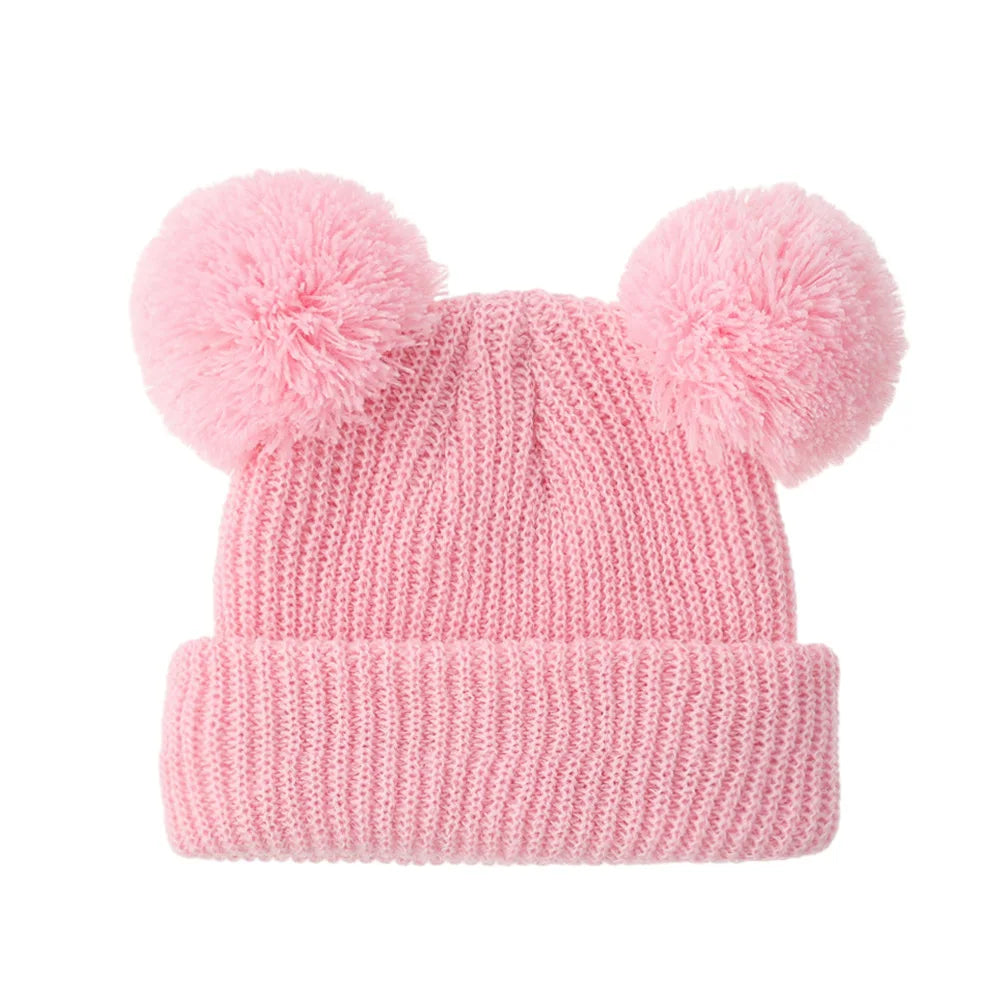 0-12M Solid Knitted Cute Pom Pom Cap | Newborn Baby Turban Hat