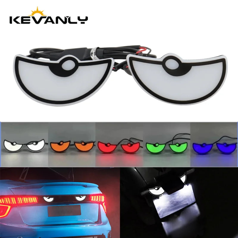 2PCS Car LED Demon Eye Light Semicircle Eagle Eye Motorcycle Tail Decorative Lights Dynamic Strobe Turn Signal Light Universal