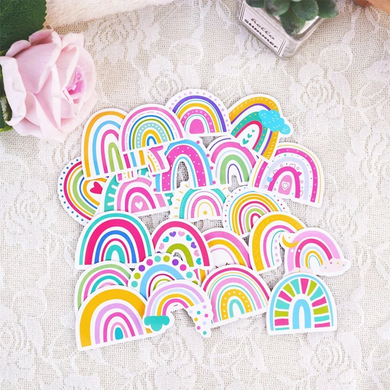 Rainbow Vinyl Stickers for Water Bottles Laptop Cup Phone | 50 Pack Cute Decals