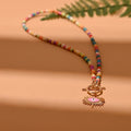 4mm Colorful Stone Choker Necklace for Women | Round Evil Charm Pendant