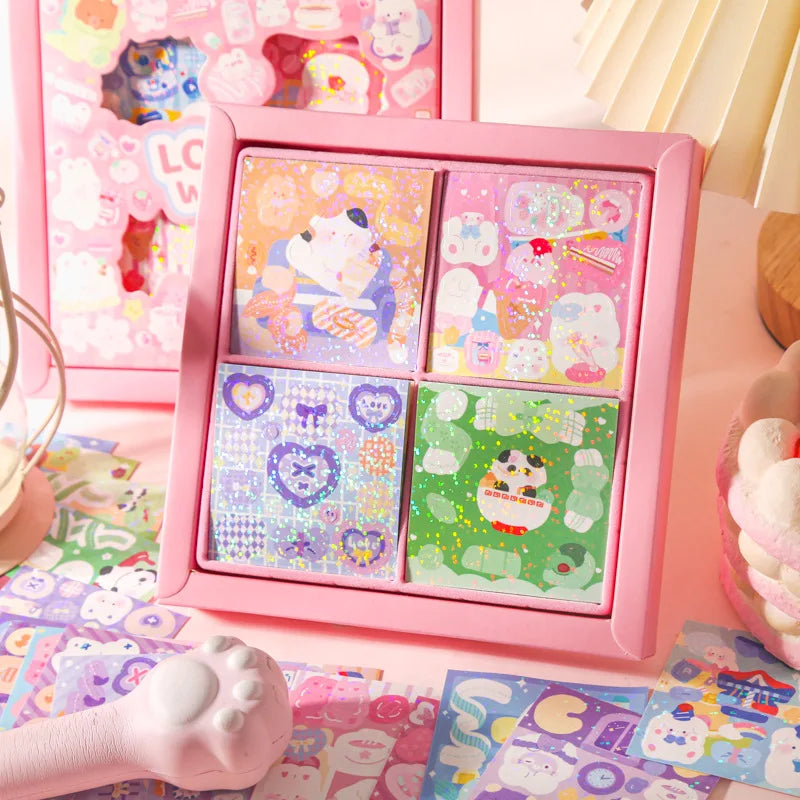 100 Pieces Kawaii Decorative Sticker Set | Cute Cartoon Glitter Stickers for DIY Scrapbooking and Planners