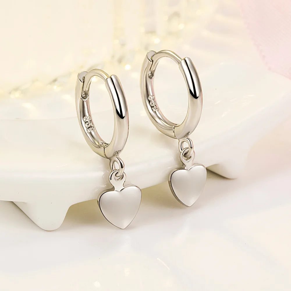 925 Sterling Silver Heart Stud Earrings Set | Classic Fine Jewelry for Women