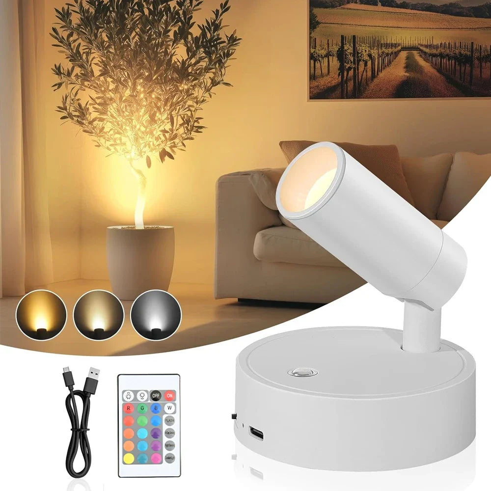 RGB Night Light | Magnetic Base USB Rechargeable LED Wall Lamp with Touch Switch