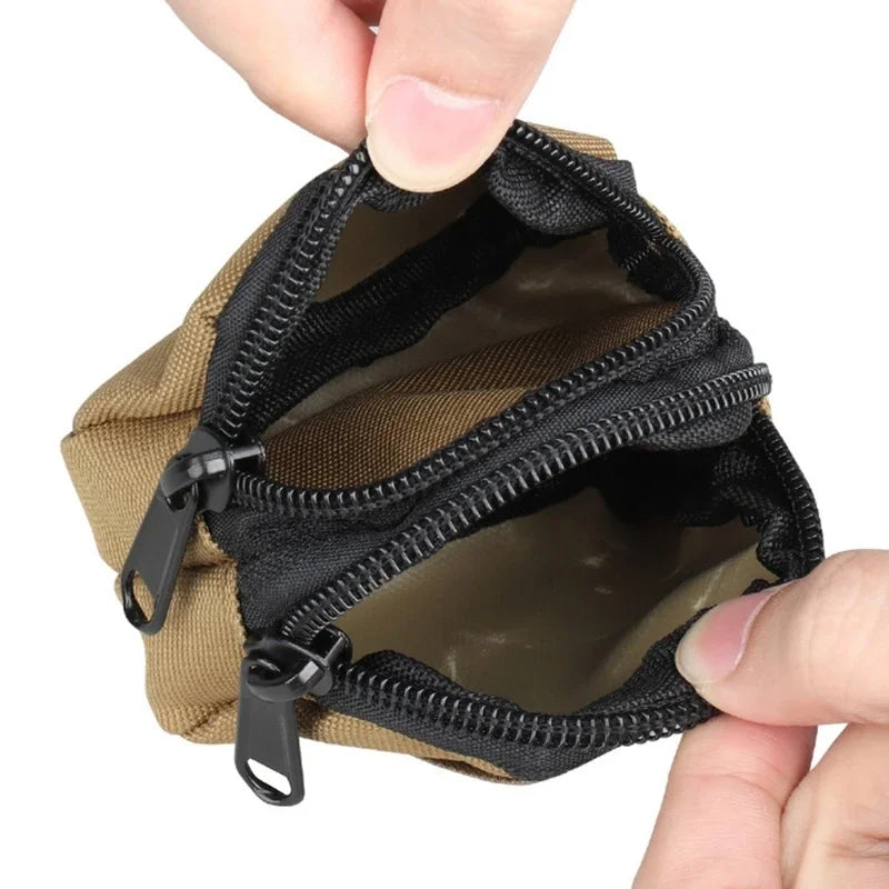 Nylon Double Zipper Coin Purse | Tactical Molle Pouch for Men