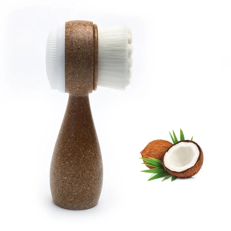 Double Sided Facial Brush | Coconut Handle Exfoliating Cleanser