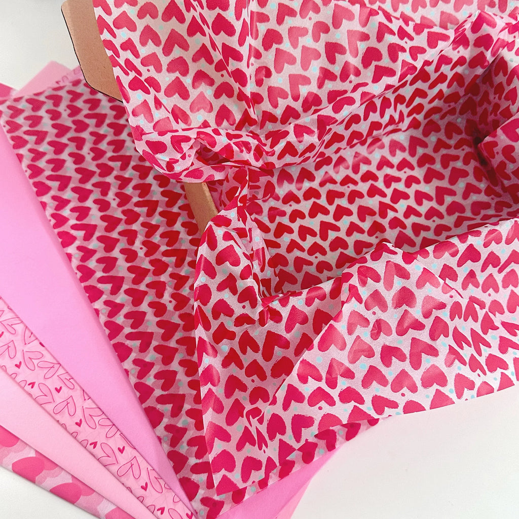 30 Red Heart Snowflake Gift Wrapping Paper | 50x35cm Wedding Valentine Birthday Packing Sheets
