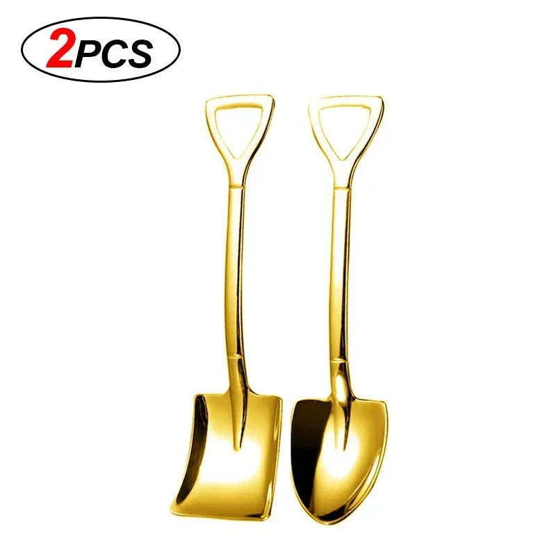 Stainless Steel Dessert Spoon Set | Shaped Spade Scoop for Ice Cream and Fruit