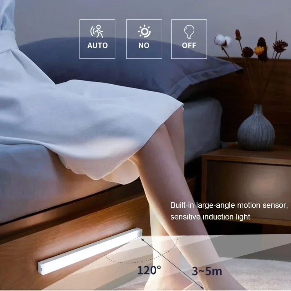 USB Rechargeable Motion Sensor LED Bar Light | 3-Mode Induction Night Light for Kitchen, Wardrobe, Hallway