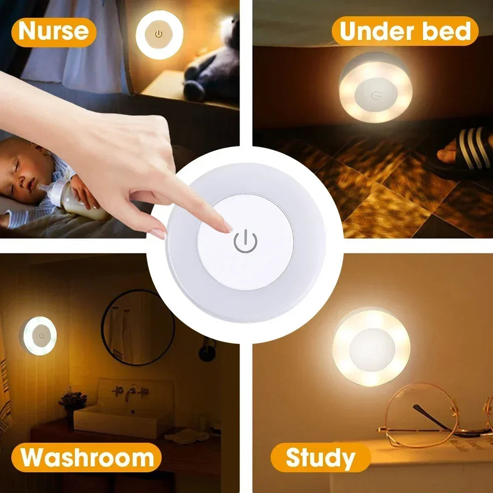 Portable LED Night Light | USB Rechargeable Touch Lamp for Bedroom
