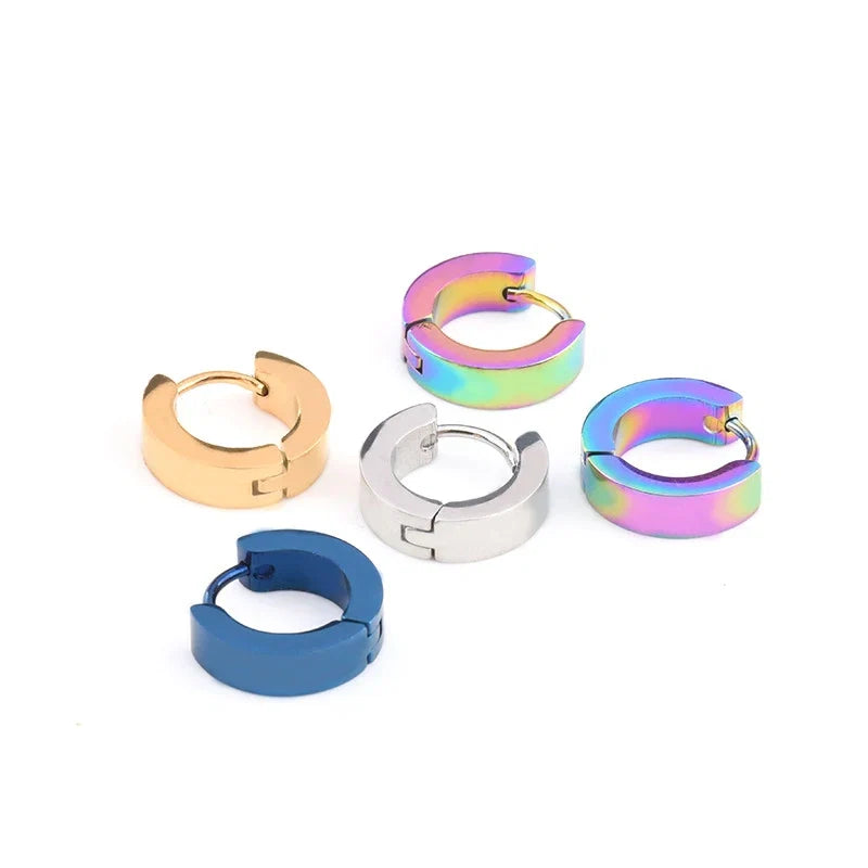 Stainless Steel Huggie Ear Circle Earrings | Punk Gothic Fashion Jewelry for Men Women