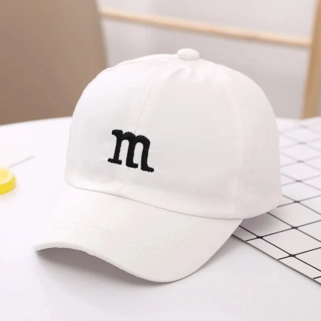 Kids Unisex Baseball Cap with M Letter Embroidery | Adjustable Cotton Sun Hat